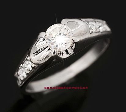 18k White Gold GP use Swarovski Crystal Ring S9 _ 9 R29  