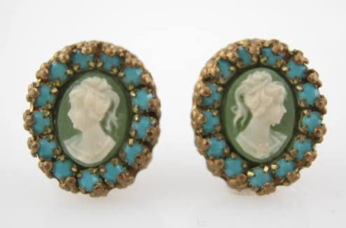 MICHAEL NEGRIN Green Cameo Earrings & Ring Set  