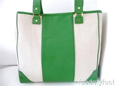Tory Burch Green Gold Perforated Audrie Tote Handbag Shoulder Bag 