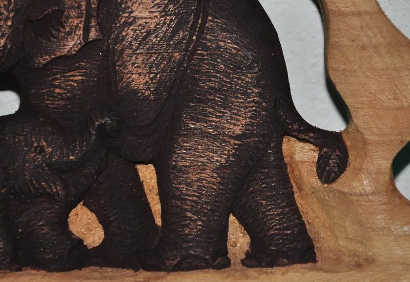   Elephants Thai Art Real Teak Wood Wall Decor Hanging Panel Craft