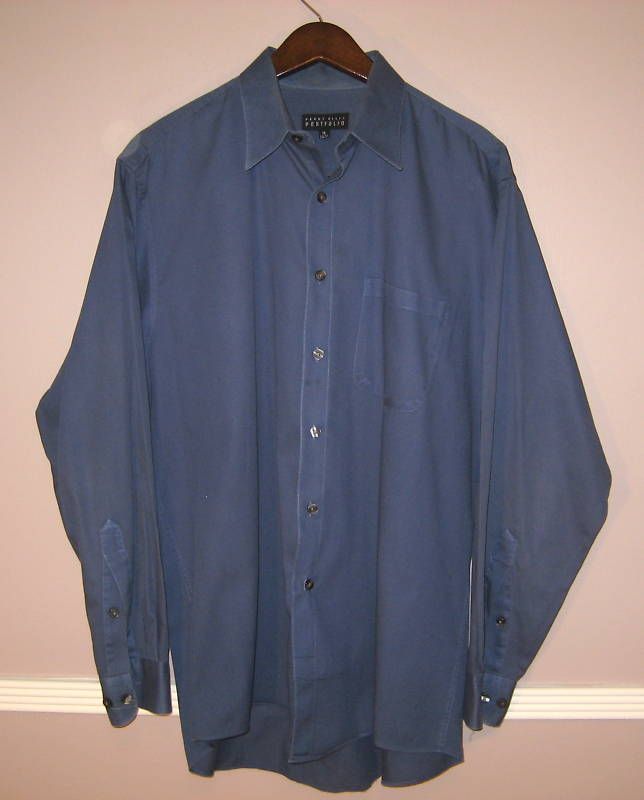 PERRY ELLIS Portfolio Blue Dress Shirt Size 16/34 35  