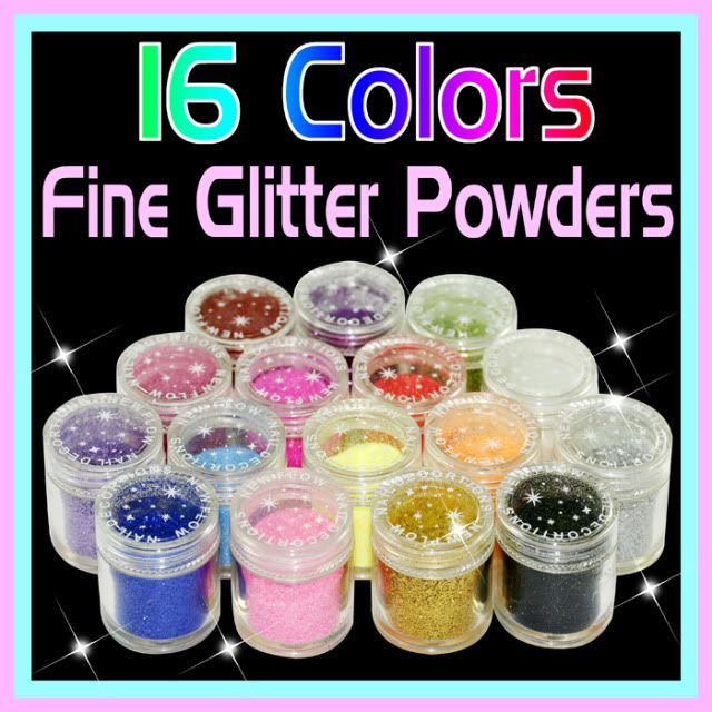 16 Colors Fine Nail Art Glitter Dust Powder Sparkle B71  
