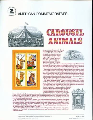 1988 USPS Comm Panel = #318 = Carousel Animals  