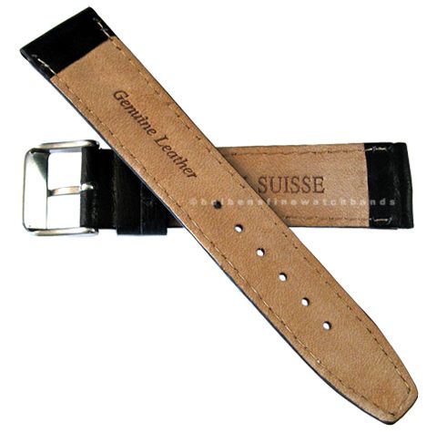 20mm fits Hamilton Khaki Black Leather Mens Chrono Watch Band Strap 
