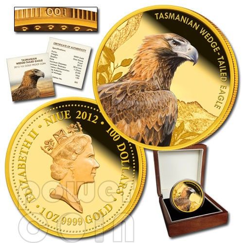 TASMANIAN WEDGE TAILED EAGLE Extinct Endangered 1oz Gold Proof Coin 