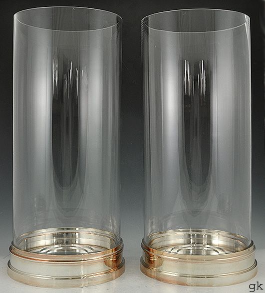 Pair Tall Silver Plated Restoration Hardware Hurricanes  