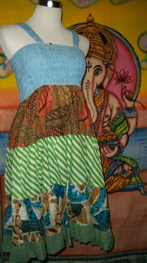 Patchwork Cotton Voile Dress Skirt Small Fair Trade Hippy Boho  