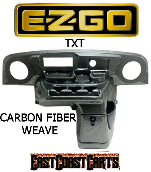 EZGO TXT Golf Cart Elite Radio Dash Cover CARBON FIBER WEAVE (FREE 