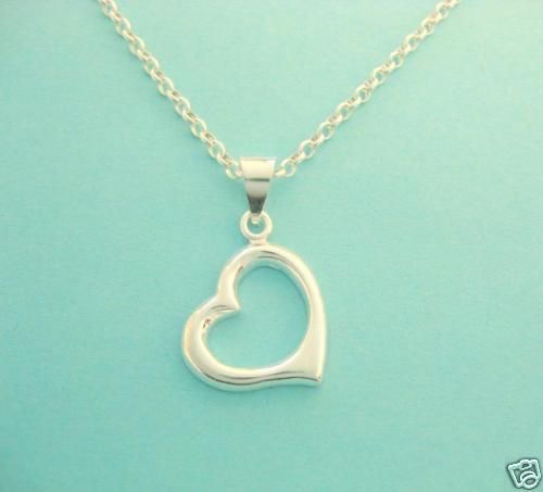 Sterling Silver Heart Love Charm Necklace Floating 18  