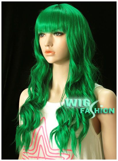53cm Long Green Curly Hair Wig LH53  