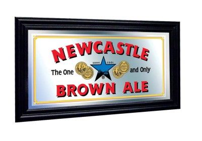 Newcastle Brown Ale Framed Pub Mirror Black Wood Frame  